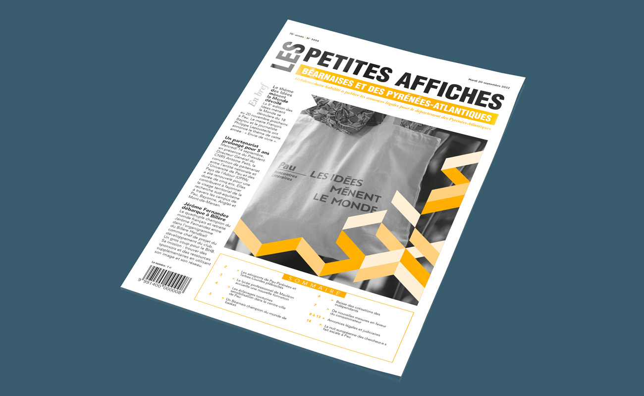 Projet Les Petites Affiches Béarnaises - Agence Valeurs du Sud - Agence de communication à Pau